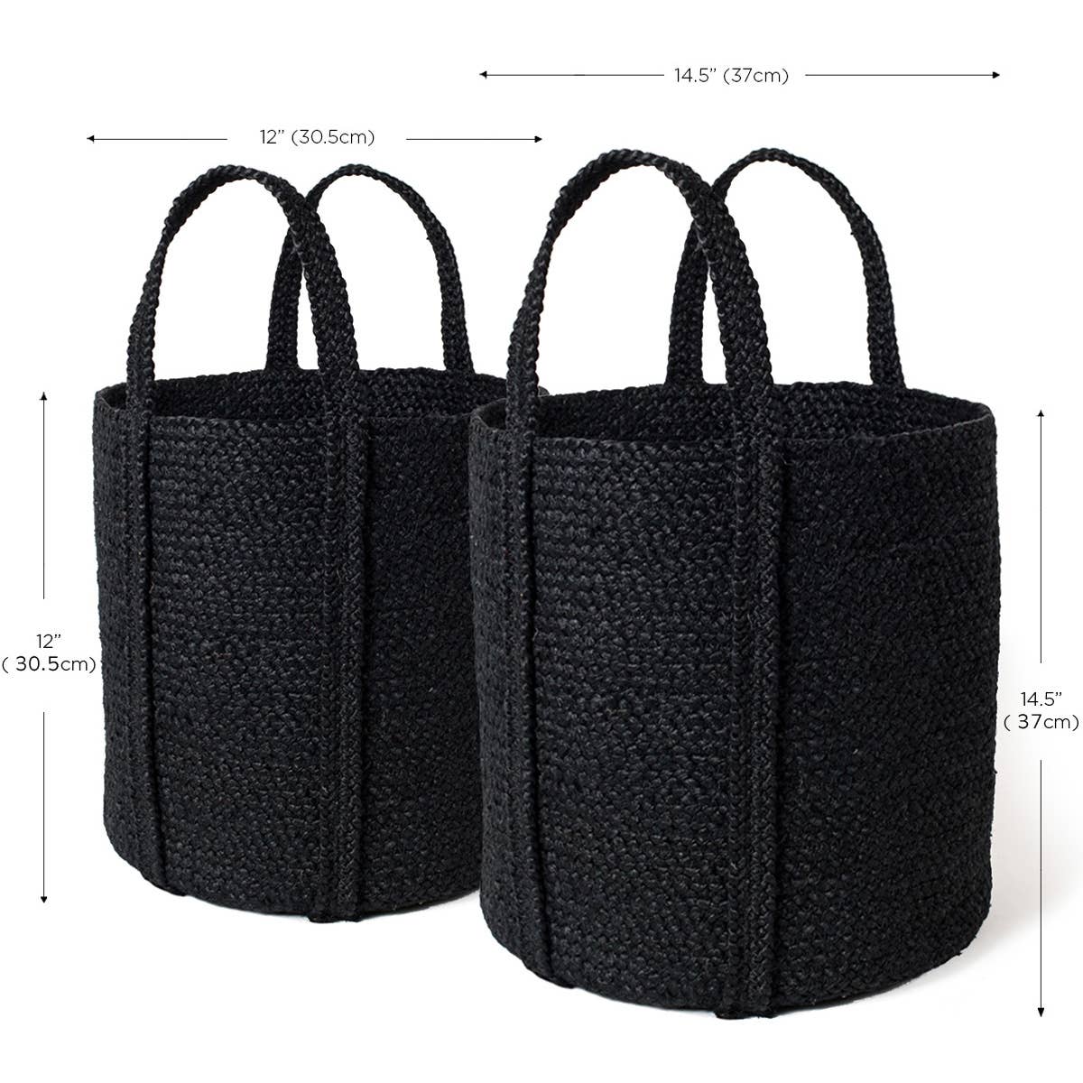 Handwoven Storage • Kata Basket With Handle-Black-Set of 2