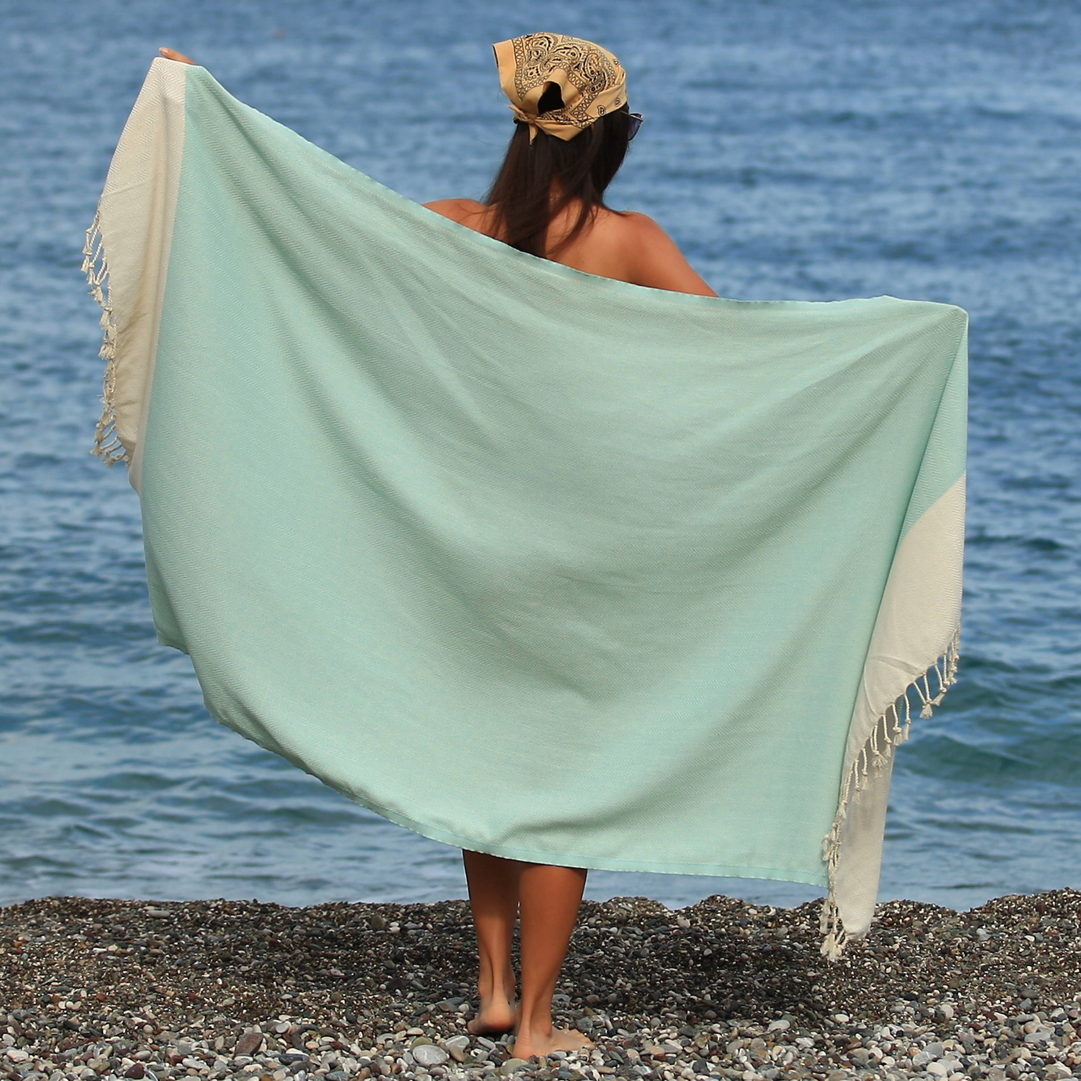 Fulvia Turkish Cotton Peshtemal Beach Towel: Turquoise