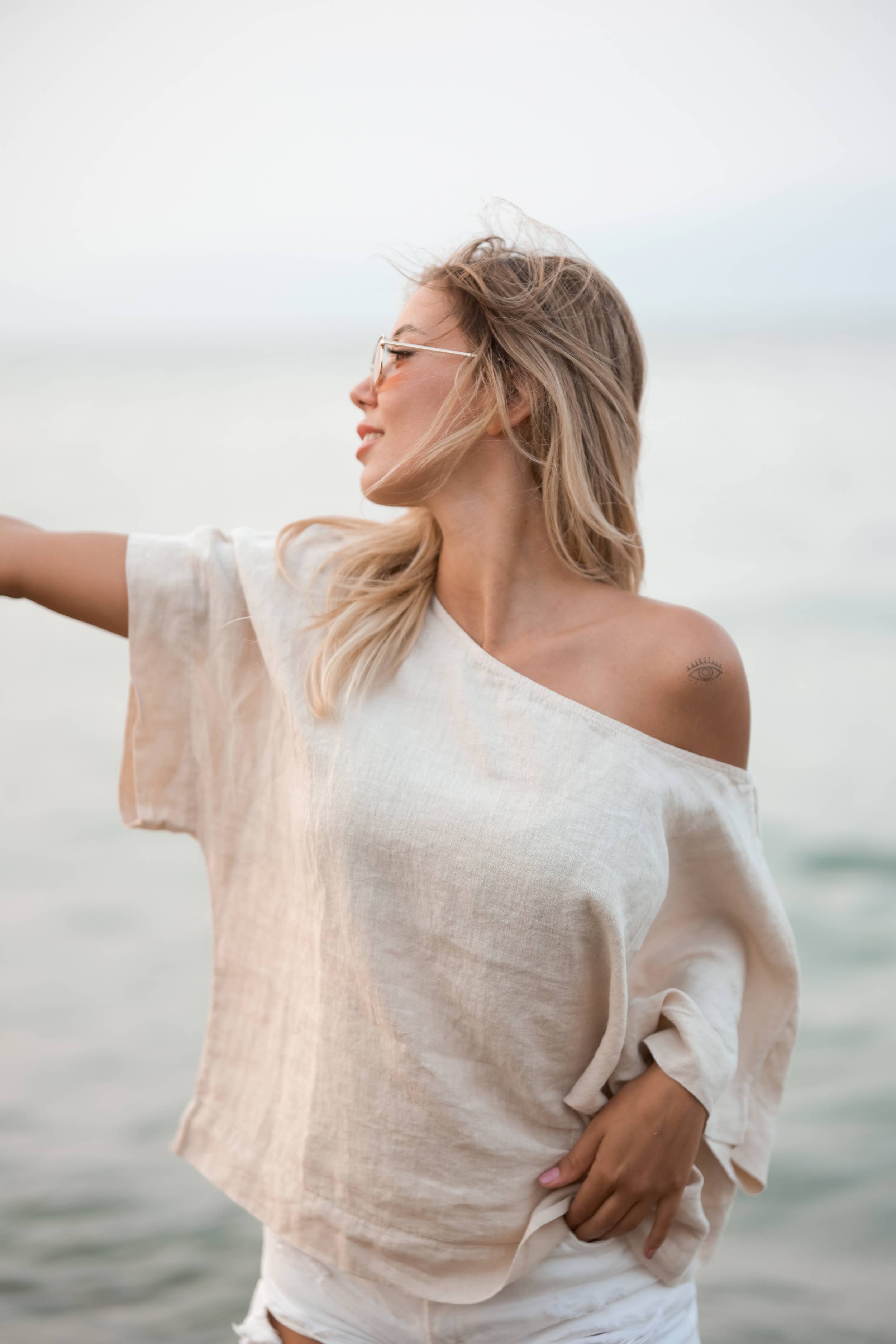 Pure Linen White Top: White