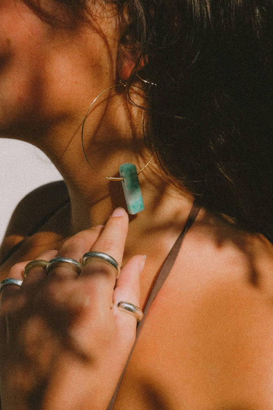 MONTAUK | Handwrapped Hoop Earrings with Amazonite_GOLD