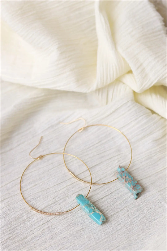 MONTAUK | Handwrapped Hoop Earrings with Amazonite_GOLD