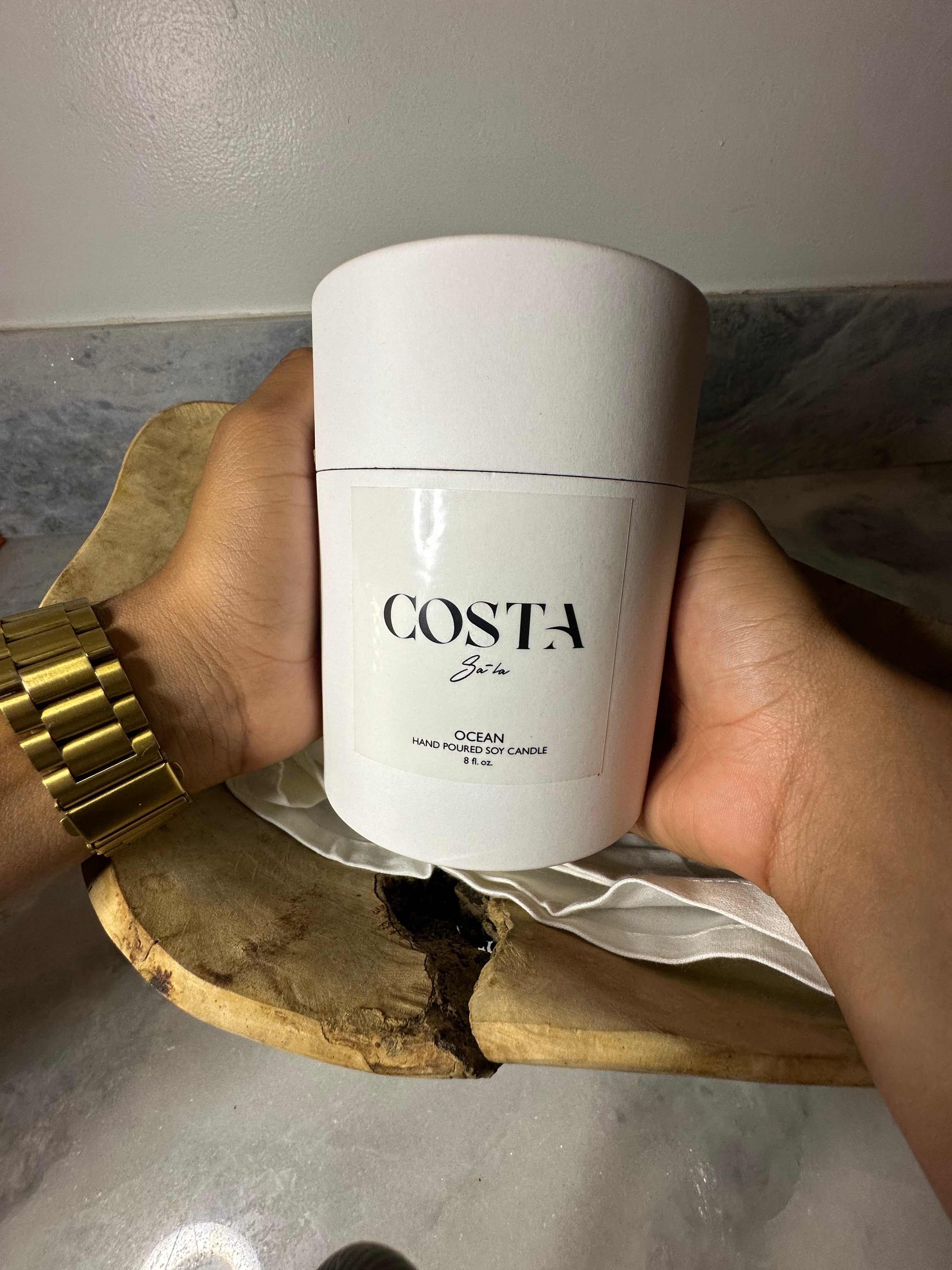 Costa SA-LA Candles | Clear Glass | Ocean Scent: White gift box