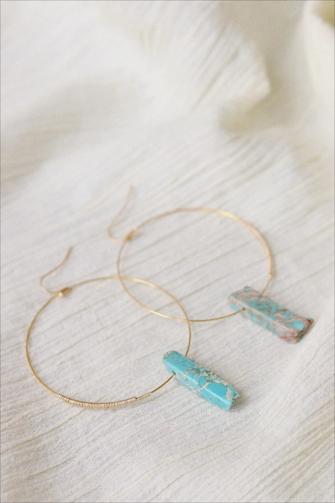 MONTAUK | Handwrapped Hoop Earrings with Amazonite_GOLD
