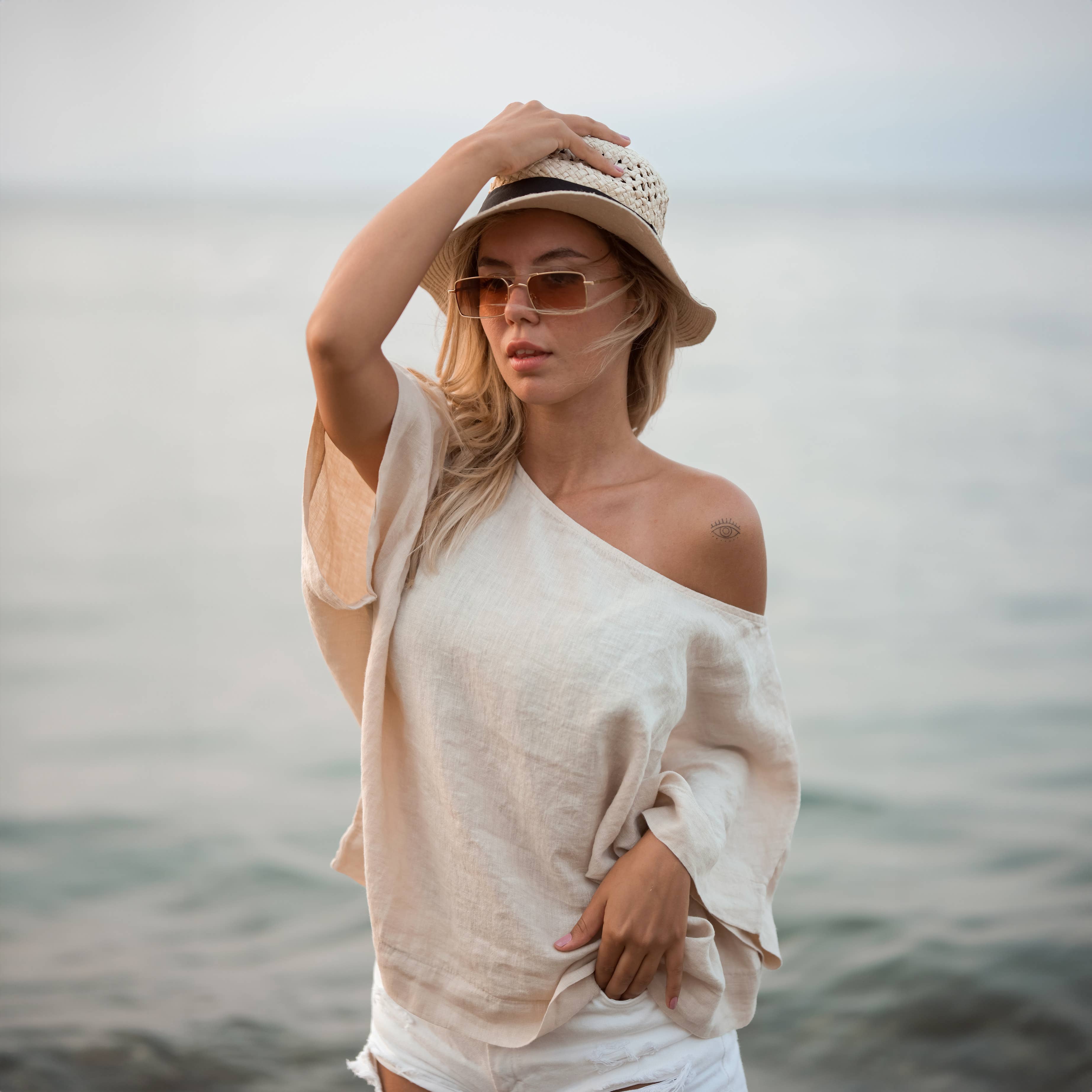Pure Linen White Top: White