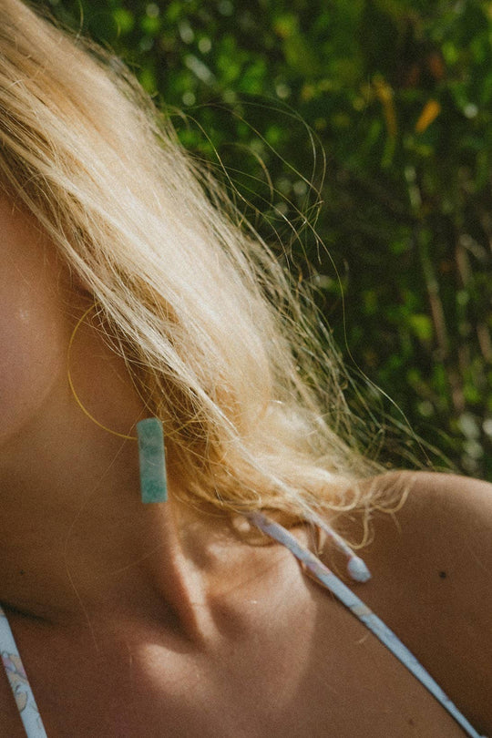 MONTAUK | Handwrapped Hoop Earrings with Amazonite_GOLD