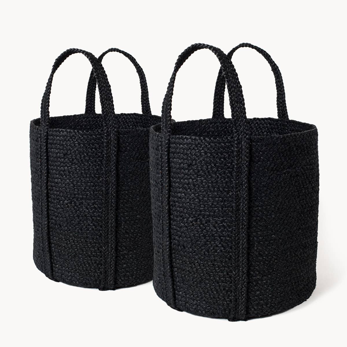 Handwoven Storage • Kata Basket With Handle-Black-Set of 2