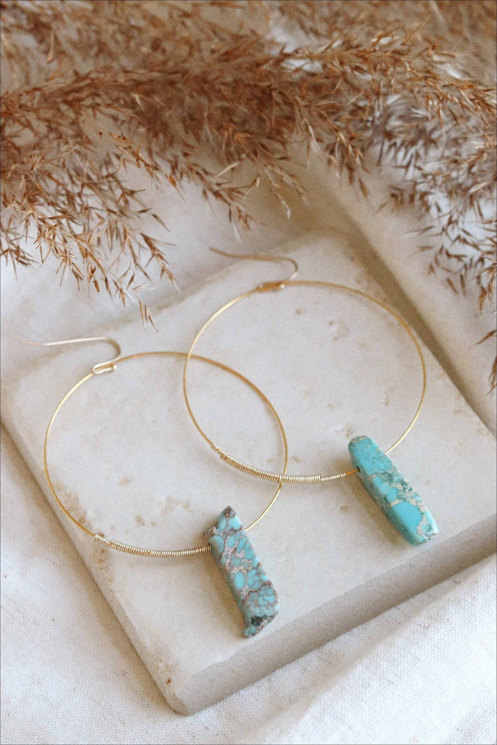 MONTAUK | Handwrapped Hoop Earrings with Amazonite_GOLD
