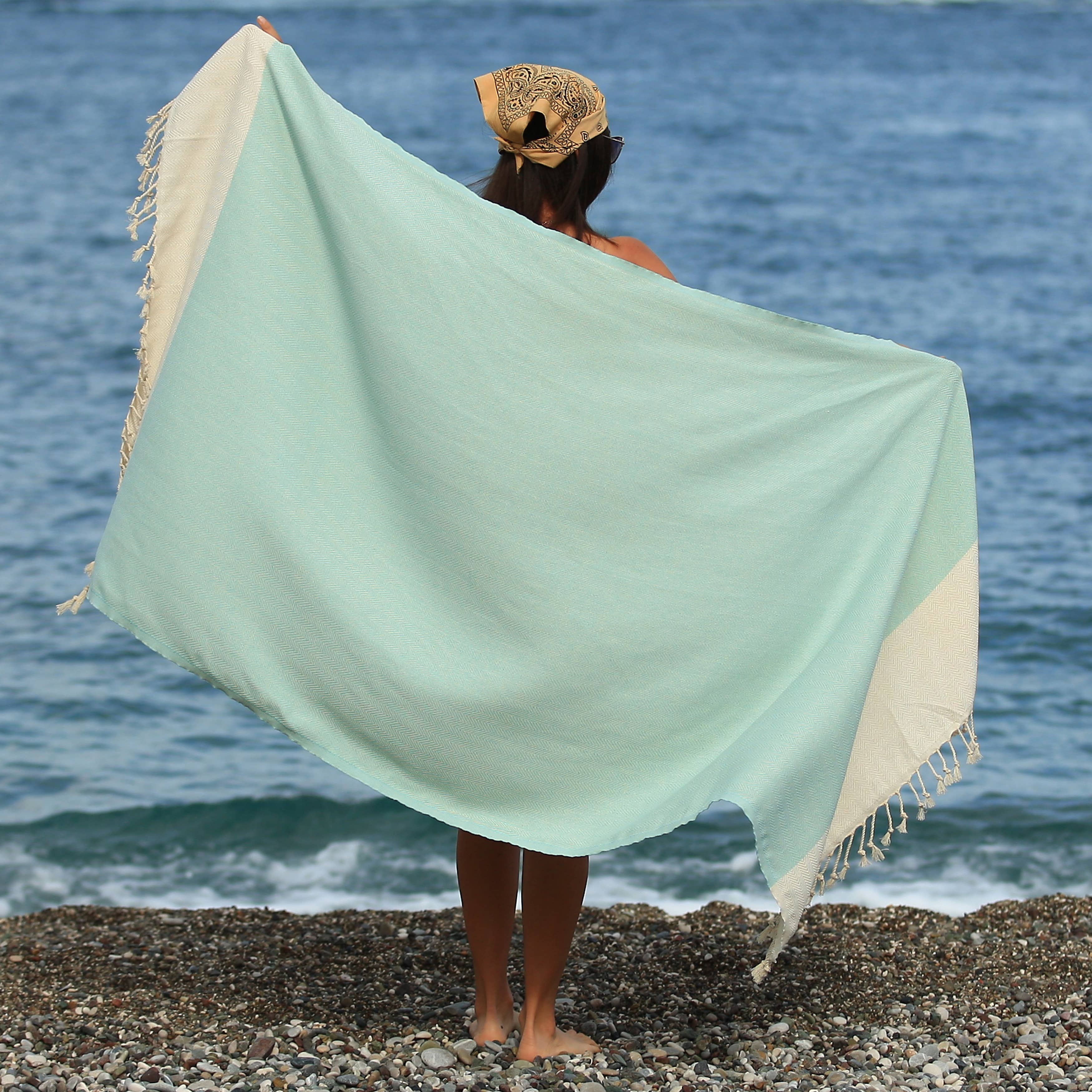 Fulvia Turkish Cotton Peshtemal Beach Towel: Turquoise